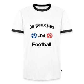 Je peux pas j'ai football - T-shirt contrasté Homme - blanc/noir - Devant - AI Model Female 172 light (172cm) & AI Model Male 178 dark (178cm)