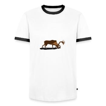 LE RENNE DÉNEIGE ! (montagne, ski, hiver) - T-shirt contrasté Homme - blanc/noir - Devant - AI Model Female 172 light (172cm) & AI Model Male 178 dark (178cm)