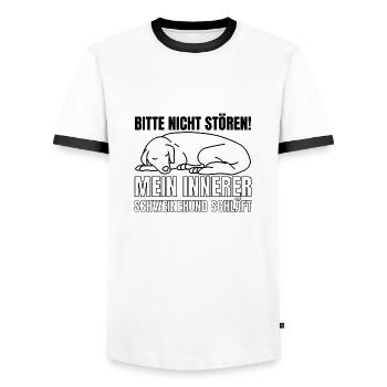 Bitte nicht stören, mein innerer Schweinehund schl - Männer Kontrast-T-Shirt - Weiß/Schwarz - Vorne - AI Model Female 172 light (172cm) & AI Model Male 178 dark (178cm)