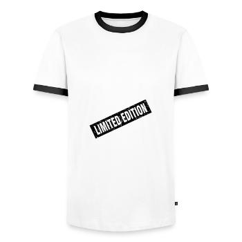 Limited Edition - Mannen contrastshirt - wit/zwart - Voor - AI Model Female 172 light (172cm) & AI Model Male 178 dark (178cm)
