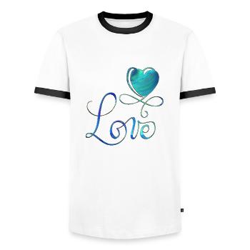 Valentine's Day Valentine's Day - Men's Ringer Shirt - white/black - Front - AI Model Female 172 light (172cm) & AI Model Male 178 dark (178cm)