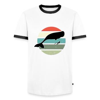 Plongeurs Plongée Plongée Rétro Snorkeler - T-shirt contrasté Homme - blanc/noir - Devant - AI Model Female 172 light (172cm) & AI Model Male 178 dark (178cm)