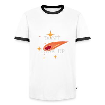 dont look up - T-shirt contrasté Homme - blanc/noir - Devant - AI Model Female 172 light (172cm) & AI Model Male 178 dark (178cm)