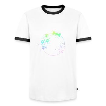 Hunde Rahmen Hundepfote Farbflecken - Männer Kontrast-T-Shirt - Weiß/Schwarz - Vorne - AI Model Female 172 light (172cm) & AI Model Male 178 dark (178cm)