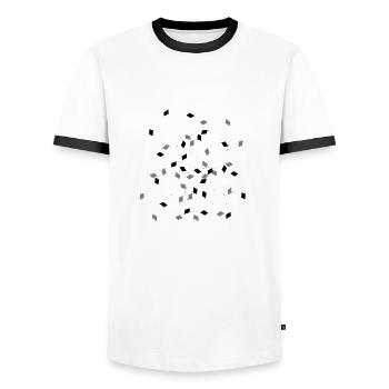 Abstract rhombus pattern black& grey - Men's Ringer Shirt - white/black - Front - AI Model Female 172 light (172cm) & AI Model Male 178 dark (178cm)