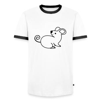Maus - Männer Kontrast-T-Shirt - Weiß/Schwarz - Vorne - AI Model Female 172 light (172cm) & AI Model Male 178 dark (178cm)