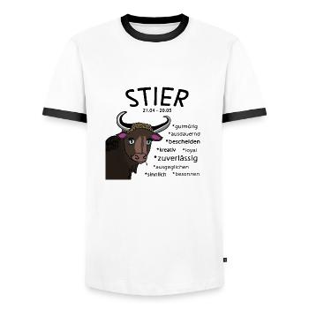 Sternzeichen Stier - Männer Kontrast-T-Shirt - Weiß/Schwarz - Vorne - AI Model Female 172 light (172cm) & AI Model Male 178 dark (178cm)