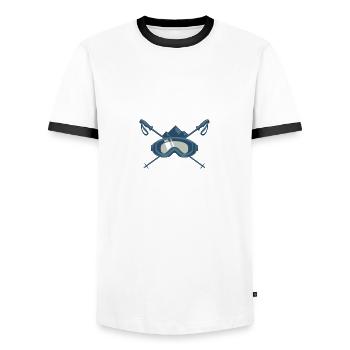 j'peux pas j'ai ski de fond cadeau humour ski - T-shirt contrasté Homme - blanc/noir - Devant - AI Model Female 172 light (172cm) & AI Model Male 178 dark (178cm)
