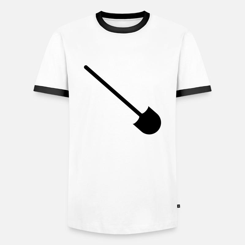 BAGGERARBEITEN - Männer Kontrast-T-Shirt - Weiß/Schwarz