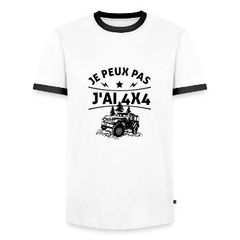 Je peux pas j'ai 4X4 cadeaux 4X4 - T-shirt contrasté Homme - blanc/noir - Devant - AI Model Female 172 light (172cm) & AI Model Male 178 dark (178cm)
