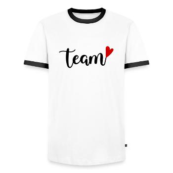 Team - Men's Ringer Shirt - white/black - Front - AI Model Female 172 light (172cm) & AI Model Male 178 dark (178cm)