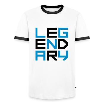 Legendary Square Logo - Men's Ringer Shirt - white/black - Front - AI Model Female 172 light (172cm) & AI Model Male 178 dark (178cm)