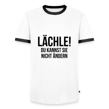 Lächle du kannst sie nicht ändern - Männer Kontrast-T-Shirt - Weiß/Schwarz - Vorne - AI Model Female 172 light (172cm) & AI Model Male 178 dark (178cm)