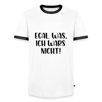 Egal was ich wars nicht - Männer Kontrast-T-Shirt - Weiß/Schwarz - Vorne - AI Model Female 172 light (172cm) & AI Model Male 178 dark (178cm)