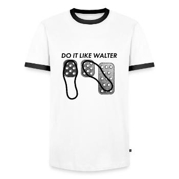 Pedale Rallye - Männer Kontrast-T-Shirt - Weiß/Schwarz - Vorne - AI Model Female 172 light (172cm) & AI Model Male 178 dark (178cm)