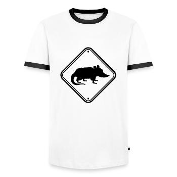 Gefahr Schild Opossum - Männer Kontrast-T-Shirt - Weiß/Schwarz - Vorne - AI Model Female 172 light (172cm) & AI Model Male 178 dark (178cm)