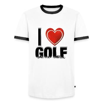 I love GOLF! - Männer Kontrast-T-Shirt - Weiß/Schwarz - Vorne - AI Model Female 172 light (172cm) & AI Model Male 178 dark (178cm)