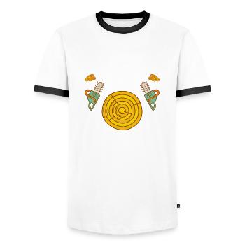 j'peux pas je dois faire du bois Cadeau Bûcheron - T-shirt contrasté Homme - blanc/noir - Devant - AI Model Female 172 light (172cm) & AI Model Male 178 dark (178cm)