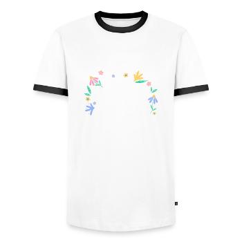 Oops I did it again Plants Flowers Nature Garden - Men's Ringer Shirt - white/black - Front - AI Model Female 172 light (172cm) & AI Model Male 178 dark (178cm)