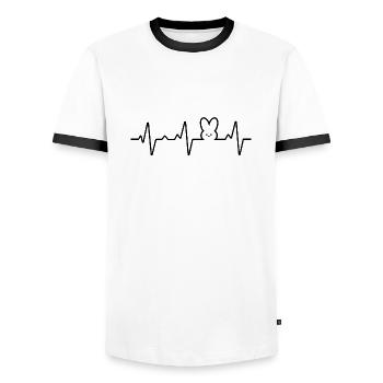 Happy Easter Rabbit Heartbeat Pulse - Men's Ringer Shirt - white/black - Front - AI Model Female 172 light (172cm) & AI Model Male 178 dark (178cm)