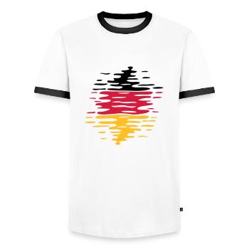 Germany Flag Waves - Men's Ringer Shirt - white/black - Front - AI Model Female 172 light (172cm) & AI Model Male 178 dark (178cm)