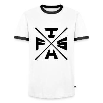 X Poisson de texte - T-shirt contrasté Homme - blanc/noir - Devant - AI Model Female 172 light (172cm) & AI Model Male 178 dark (178cm)