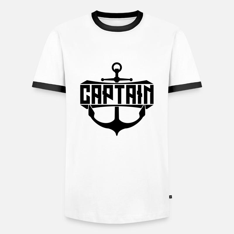 Text Captain Anker - Männer Kontrast-T-Shirt - Weiß/Schwarz
