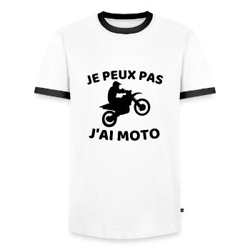 je peux pas j'ai moto - T-shirt contrasté Homme - blanc/noir - Devant - AI Model Female 172 light (172cm) & AI Model Male 178 dark (178cm)