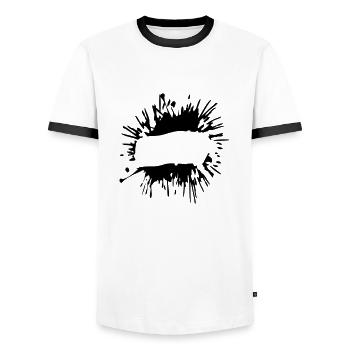 Insérer des objets blob de texte - T-shirt contrasté Homme - blanc/noir - Devant - AI Model Female 172 light (172cm) & AI Model Male 178 dark (178cm)