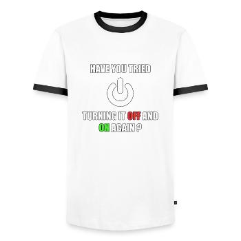 Computer Nerd Informatiker IT Programmierer - Männer Kontrast-T-Shirt - Weiß/Schwarz - Vorne - AI Model Female 172 light (172cm) & AI Model Male 178 dark (178cm)