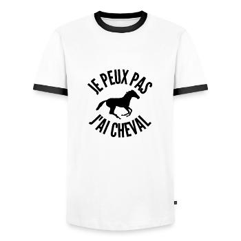 je peux pas j ai cheval - T-shirt contrasté Homme - blanc/noir - Devant - AI Model Female 172 light (172cm) & AI Model Male 178 dark (178cm)