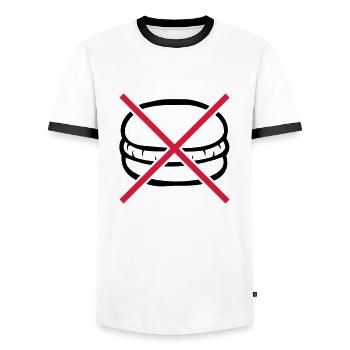 Forbidden to eat burgers - Men's Ringer Shirt - white/black - Front - AI Model Female 172 light (172cm) & AI Model Male 178 dark (178cm)
