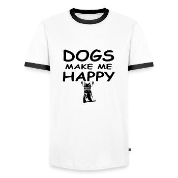 Dog - Men's Ringer Shirt - white/black - Front - AI Model Female 172 light (172cm) & AI Model Male 178 dark (178cm)