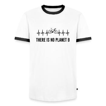 Fahrrad Herzschlag Radfahrer There Is No Planet B - Männer Kontrast-T-Shirt - Weiß/Schwarz - Vorne - AI Model Female 172 light (172cm) & AI Model Male 178 dark (178cm)