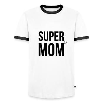 Super Mom - Men's Ringer Shirt - white/black - Front - AI Model Female 172 light (172cm) & AI Model Male 178 dark (178cm)
