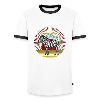 Zebra - Männer Kontrast-T-Shirt - Weiß/Schwarz - Vorne - AI Model Female 172 light (172cm) & AI Model Male 178 dark (178cm)