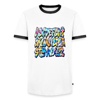 Graffiti alphabet - Men's Ringer Shirt - white/black - Front - AI Model Female 172 light (172cm) & AI Model Male 178 dark (178cm)
