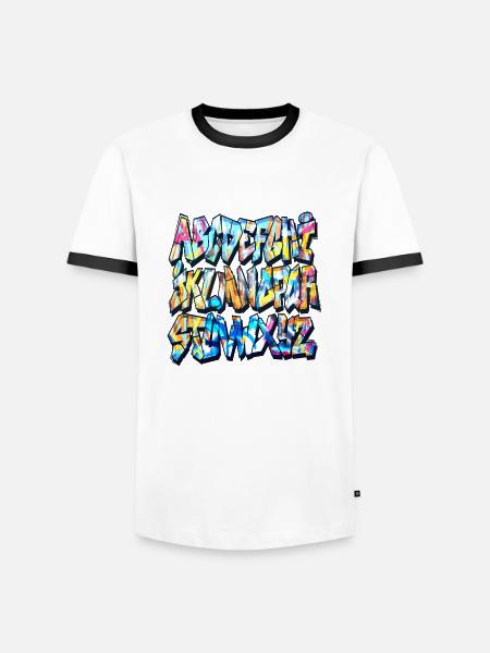 Alphabet graffiti - T-shirt contrasté Homme - blanc/noir