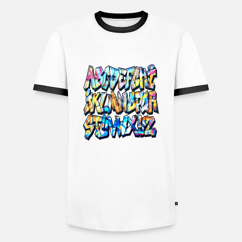 Graffiti-Alphabet - Männer Kontrast-T-Shirt - Weiß/Schwarz