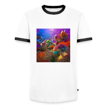 Récif corallien sous-marin coloré - T-shirt contrasté Homme - blanc/noir - Devant - AI Model Female 172 light (172cm) & AI Model Male 178 dark (178cm)