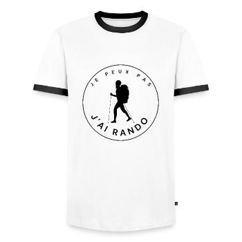 je peux pas j ai rando - T-shirt contrasté Homme - blanc/noir - Devant - AI Model Female 172 light (172cm) & AI Model Male 178 dark (178cm)