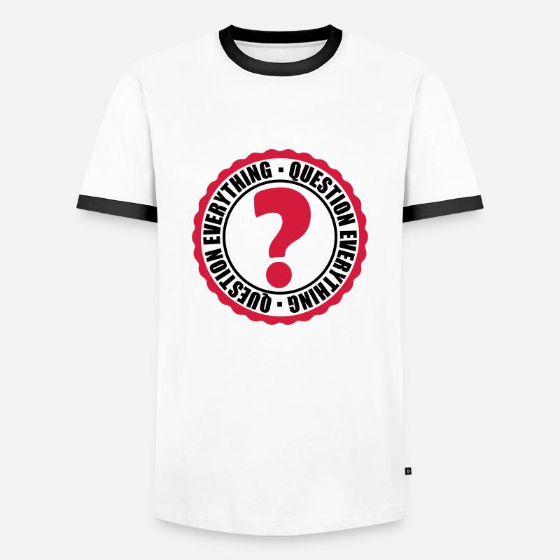 Question Everything Stamp - Men's Ringer Shirt - white/black