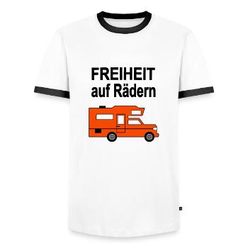 Camper - Männer Kontrast-T-Shirt - Weiß/Schwarz - Vorne - AI Model Female 172 light (172cm) & AI Model Male 178 dark (178cm)