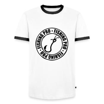 Stempel Fishing Pro - Männer Kontrast-T-Shirt - Weiß/Schwarz - Vorne - AI Model Female 172 light (172cm) & AI Model Male 178 dark (178cm)