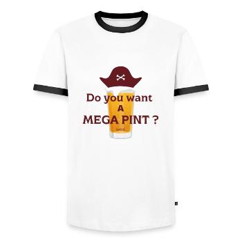 Do you want a mega pint ? - T-shirt contrasté Homme - blanc/noir - Devant - AI Model Female 172 light (172cm) & AI Model Male 178 dark (178cm)