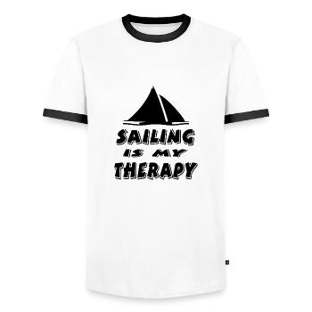 Sail - Men's Ringer Shirt - white/black - Front - AI Model Female 172 light (172cm) & AI Model Male 178 dark (178cm)