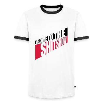 Frech Welcome Shitshow - Männer Kontrast-T-Shirt - Weiß/Schwarz - Vorne - AI Model Female 172 light (172cm) & AI Model Male 178 dark (178cm)