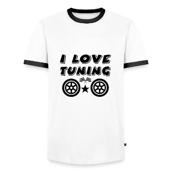 Tuning - Men's Ringer Shirt - white/black - Front - AI Model Female 172 light (172cm) & AI Model Male 178 dark (178cm)