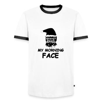 Dog - Men's Ringer Shirt - white/black - Front - AI Model Female 172 light (172cm) & AI Model Male 178 dark (178cm)
