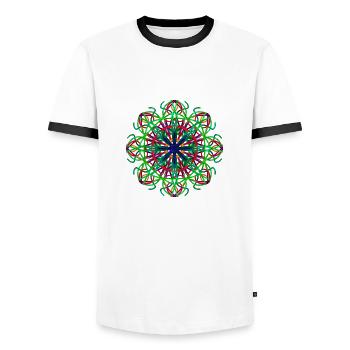 Fleur géométrique - T-shirt contrasté Homme - blanc/noir - Devant - AI Model Female 172 light (172cm) & AI Model Male 178 dark (178cm)